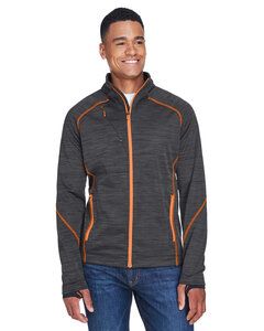 Ash City North End 88697 - Flux Men's Melange Bonded Fleece Jackets Carbon/Orange Soda