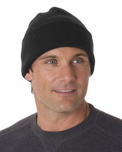 Bayside 3825 - USA-Made 12 Inch Knit Beanie with Cuff Negro