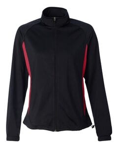 Augusta Sportswear 4392 - Ladies' Brushed Tricot Medalist Jacket Black/ Red