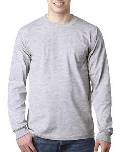 Bayside 8100 - USA-Made Long Sleeve T-Shirt with a Pocket Gris mezcla
