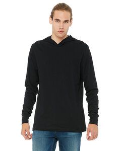Bella+Canvas 3512 - Unisex Long Sleeve Jersey Hooded T-Shirt Negro