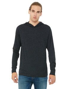 Bella+Canvas 3512 - Unisex Long Sleeve Jersey Hooded T-Shirt Charcoal-Black Triblend