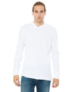 Bella+Canvas 3512 - Unisex Long Sleeve Jersey Hooded T-Shirt Blanco