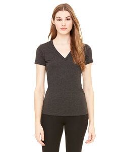 Bella+Canvas 8435 - Ladies' Triblend Deep V-Neck T-Shirt Charcoal-Black Triblend
