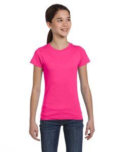 LAT 2616 - Girls' Fine Jersey Longer Length T-Shirt Hot Pink