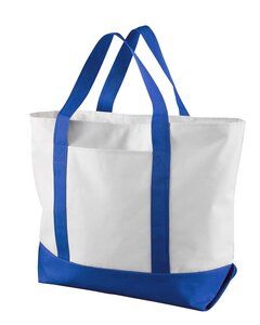 Liberty Bags 7006 - Bay View Zipper Tote White/ Royal