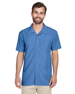 Harriton M560 - Men's Barbados Textured Camp Shirt Piscina Azul