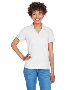 Devon & Jones D100W - Ladies Pima Piqué Short-Sleeve Y-Collar Polo Blanco