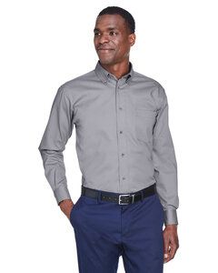 Harriton M500T - Men's Tall Easy Blend Long-Sleeve Twill Gris Oscuro