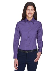 Harriton M500W - Ladies Easy Blend Long-Sleeve Twill Shirt with Stain-Release Team Purple