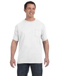 Hanes 5590 - T-shirt With A Pocket Blanco