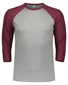 LAT 6930 - Remera vintage jersey de manga tres cuartos de beisbol Vintage Heather/ Vintage Burgundy