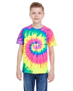 Colortone T1001Y - Remera teñida multicolor para jóvenes Neon Rainbow