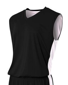 A4 N2320 - Adult Reversible Moisture Management Muscle Shirt Negro / Blanco