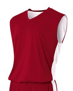 A4 N2320 - Adult Reversible Moisture Management Muscle Shirt Cardinal/White