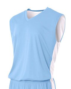 A4 N2320 - Adult Reversible Moisture Management Muscle Shirt Lt Blue/White