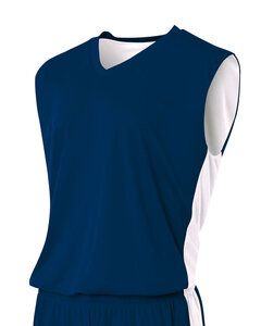 A4 N2320 - Adult Reversible Moisture Management Muscle Shirt Navy/White