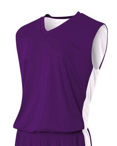 A4 N2320 - Adult Reversible Moisture Management Muscle Shirt Purple/White