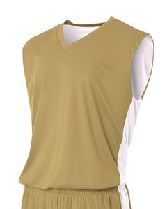 A4 N2320 - Adult Reversible Moisture Management Muscle Shirt Vegas Gold/White