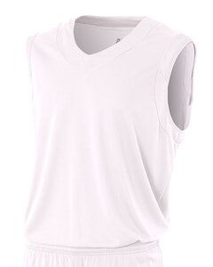 A4 N2340 - Adult Moisture Management V Neck Muscle Shirt Blanco