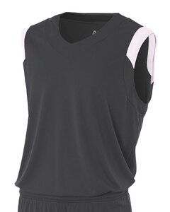 A4 N2340 - Adult Moisture Management V Neck Muscle Shirt Graphite/White