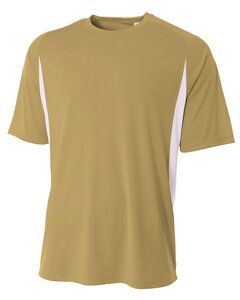 A4 N3181 - Men's Cooling Performance Color Blocked Shorts Sleeve Crew Shirt Vegas Gold/White