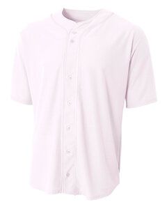 A4 N4184 - Shorts Sleeve Full Button Baseball Top Blanco