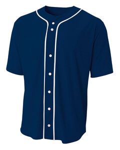 A4 N4184 - Shorts Sleeve Full Button Baseball Top Marina