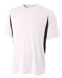 A4 NB3181 - Youth Cooling Performance Color Blocked Shorts Sleeve Crew Shirt Blanco / Negro
