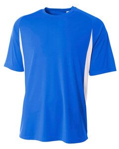 A4 NB3181 - Youth Cooling Performance Color Blocked Shorts Sleeve Crew Shirt Royal/White