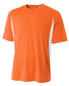 A4 NB3181 - Youth Cooling Performance Color Blocked Shorts Sleeve Crew Shirt Orange/White