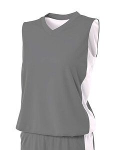 A4 NW2320 - Ladies Reversible Moisture Management Muscle Shirt Graphite/White