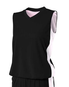 A4 NW2320 - Ladies Reversible Moisture Management Muscle Shirt Negro / Blanco