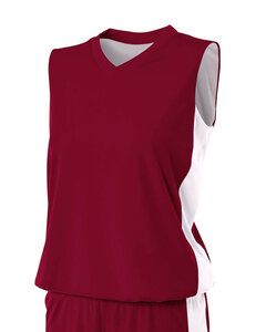 A4 NW2320 - Ladies Reversible Moisture Management Muscle Shirt Cardinal/White