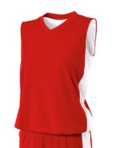 A4 NW2320 - Ladies Reversible Moisture Management Muscle Shirt Scarlet/White