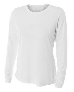 A4 NW3002 - Remera de manga larga cooling de alto rendimiento con cuello redondo para mujer Blanco