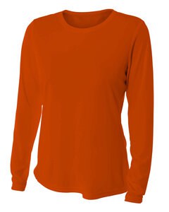 A4 NW3002 - Remera de manga larga cooling de alto rendimiento con cuello redondo para mujer Athletic Orange