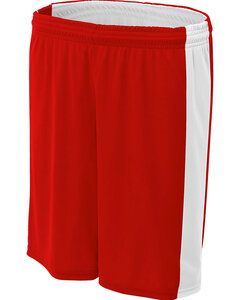 A4 NW5284 - Ladies Reversible Moisture Management Shorts Scarlet/White