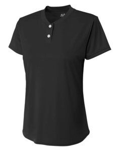 A4 NW3143 - Ladies Tek 2-Button Henley Shirt Negro