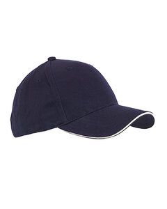 Big Accessories BX004 - 6-Panel Twill Sandwich Baseball Cap Navy/Stone