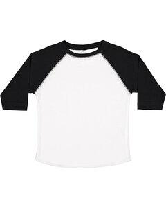 Rabbit Skins 3330 - Toddler Fine Jersey Three-Quarter Sleeve Baseball T-Shirt White Solid/ Black
