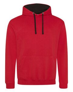 All We Do JHA003 - JUST HOODS ADULT CONTRAST HOODIE Fire red/Jet Black