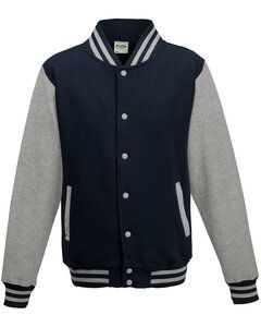 All We Do JHA043 - JUST HOODS ADULT LETTERMAN JACKET Oxford Navy / Heather Grey