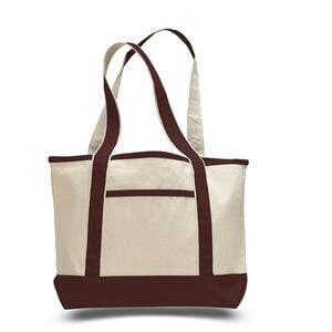 Q-Tees Q125800 - Small Canvas Deluxe Tote Bag Chocolate