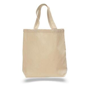 Q-Tees Q4400 - Promotional Tote with Bottom Gusset and Colored Handles Naturales