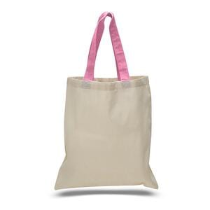 Q-Tees QTB6000 - Economical Tote Bag with Colored Handles Azalea