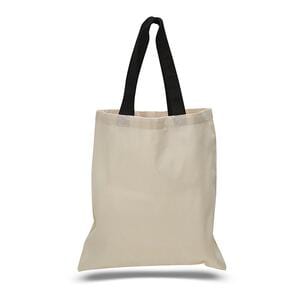 Q-Tees QTB6000 - Economical Tote Bag with Colored Handles Negro