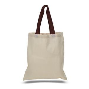 Q-Tees QTB6000 - Economical Tote Bag with Colored Handles Chocolate