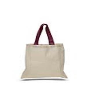 Q-Tees QTB6000 - Economical Tote Bag with Colored Handles Granate