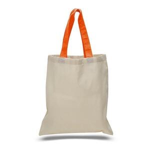 Q-Tees QTB6000 - Economical Tote Bag with Colored Handles Naranja